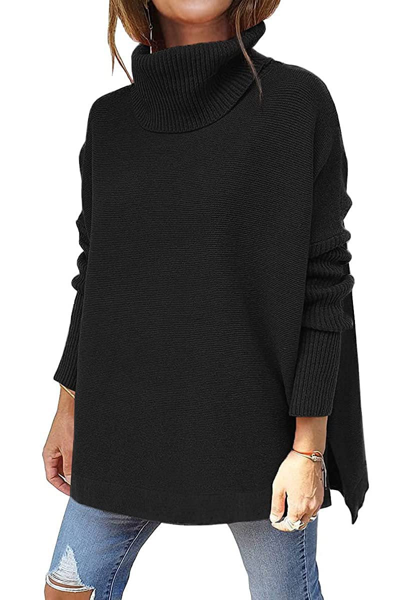 Damen Großer Rollkragenpullover mit strukturiertem Strickmuster und lässigem Schnitt W&W Mode