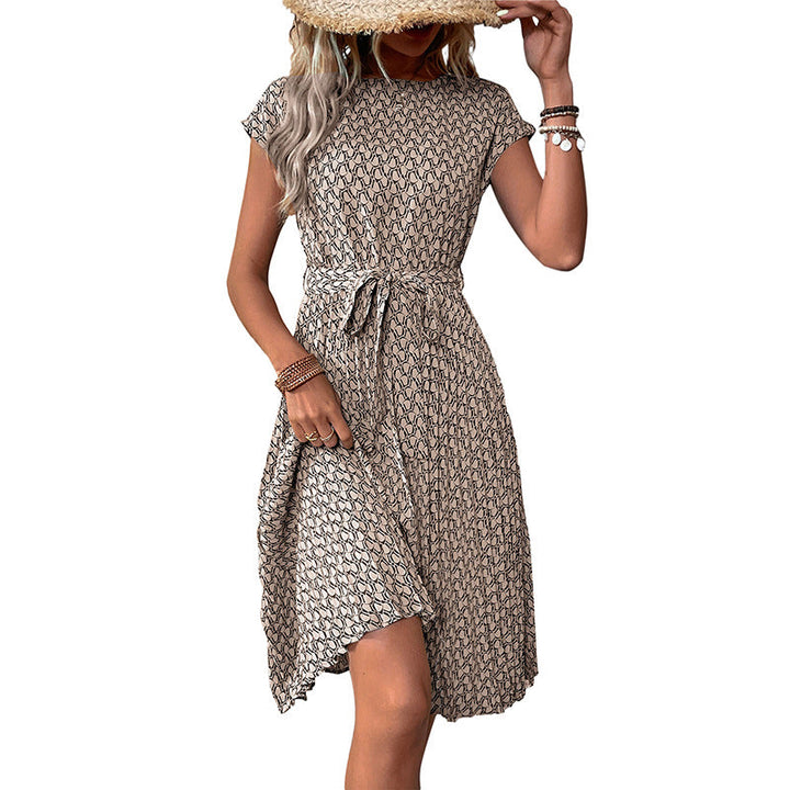 Damen Midikleid mit raffiniertem Taillengürtel und verspieltem Muster W&W Mode