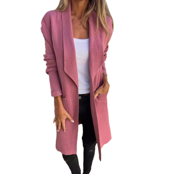 Damen lässiger oversize Mantel mit offenem Kragen und praktischen Taschen W&W Mode