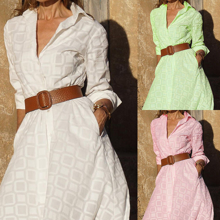 Damen Hemdkleid aus atmungsaktiver Baumwolle mit langen Ärmeln