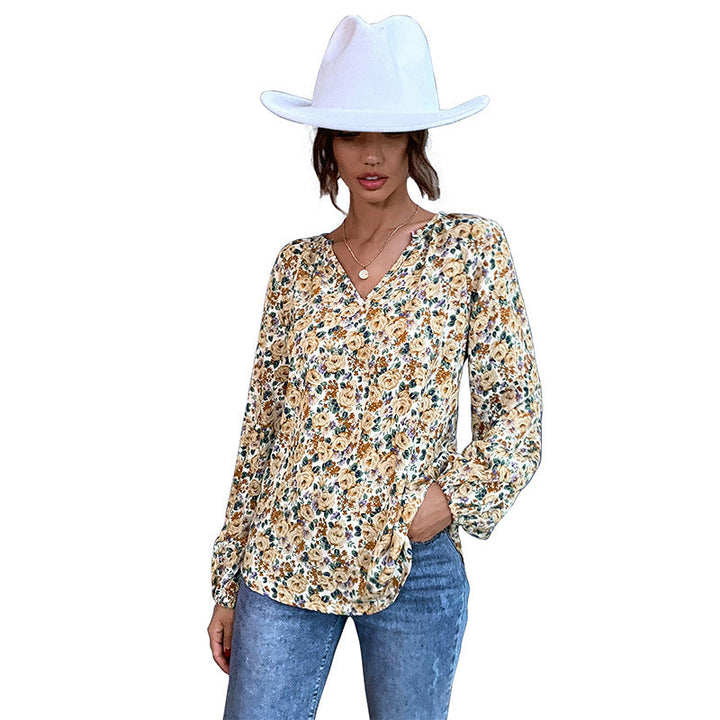 Damen Bluse mit floralem Design und eleganten Puffärmeln W&W Mode