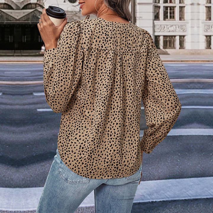 Damen Bluse mit modernen Punkte-Design und eleganten Rüschen W&W Mode