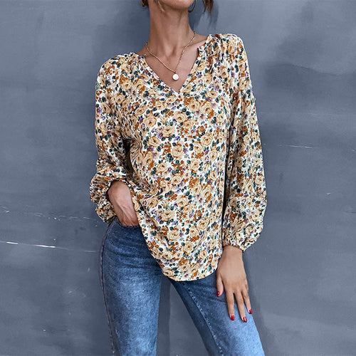 Damen Bluse mit floralem Design und eleganten Puffärmeln W&W Mode