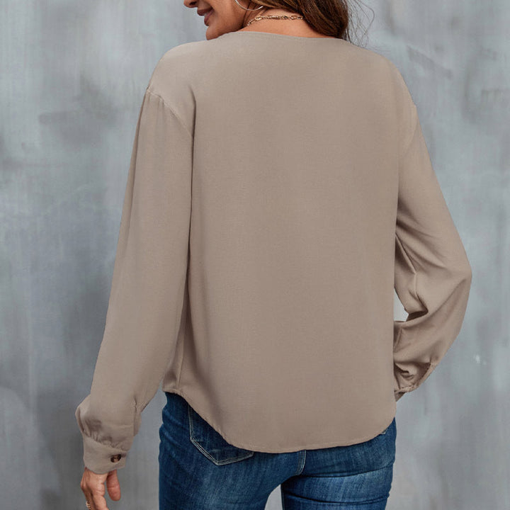 Damen Bluse mit asymmetrischem Kragen und Knopfdetails W&W Mode