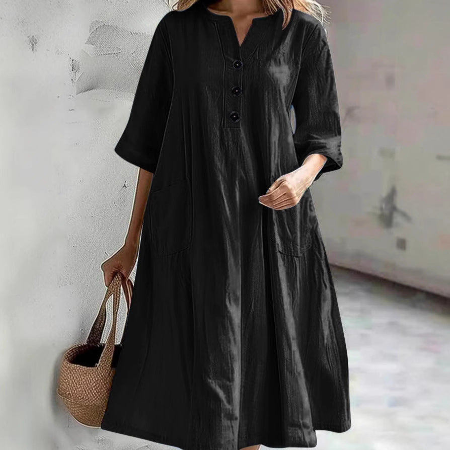 Damen lässiges Strandkleid mit praktischen Taschen W&W Mode