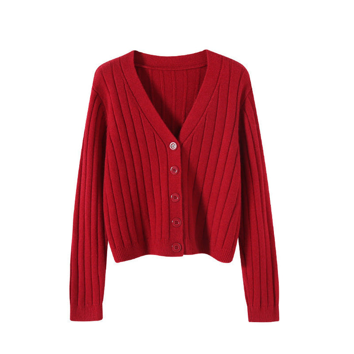 Damen-Kabelstrickpullover mit V-Ausschnitt