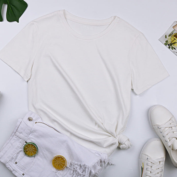 Damen Basic T-Shirt mit lässigem Schnitt und hochwertiger Baumwollqualität W&W Mode