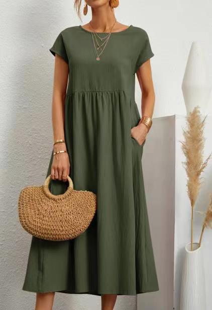 Damen Midikleid mit lässigem Schnitt und seitlichen Taschen W&W Mode