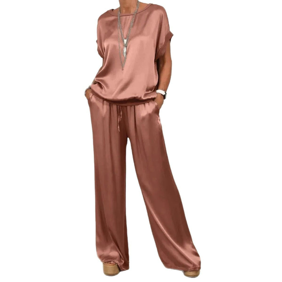Damen elegantes Lounge-Set mit fließendem Schnitt und elastischem Bund W&W Mode