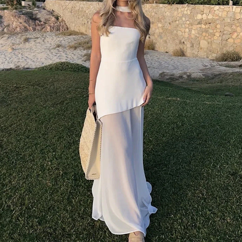 W&W Mode | Elegantes rückenfreies Maxikleid mit Schlitz