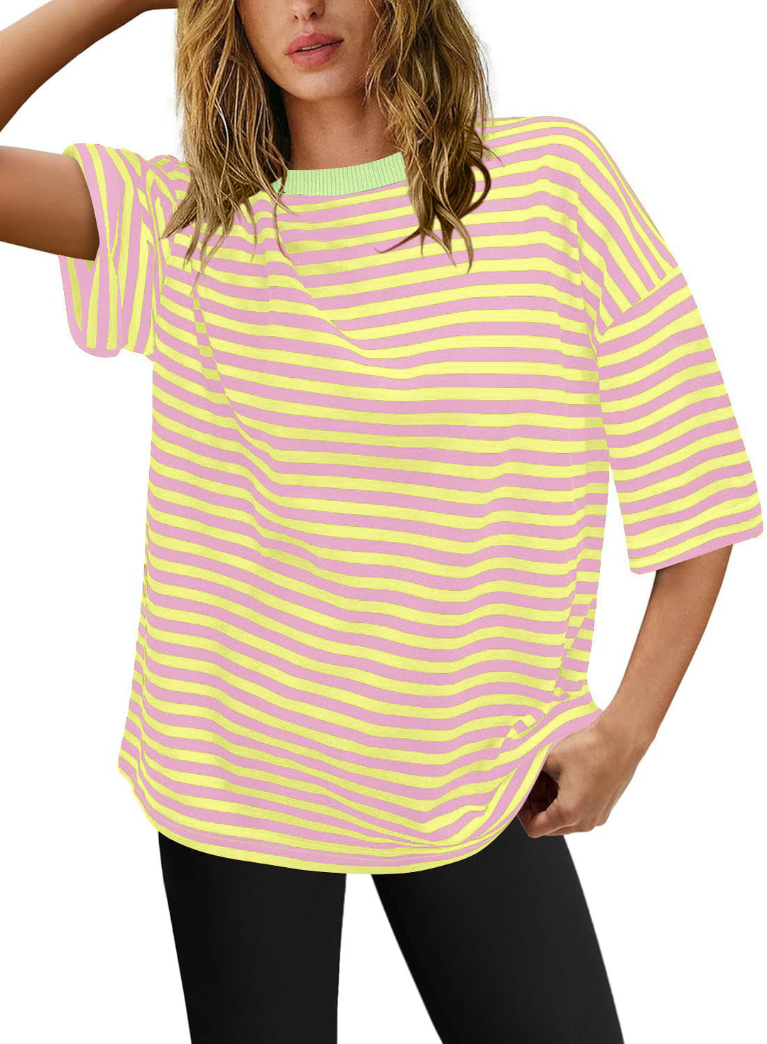 Damen Übergrößen T-Shirt mit Streifenmuster W&W Mode