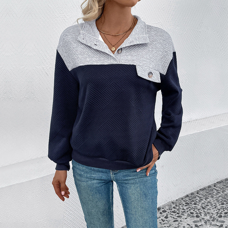 Damen lässiger Sweatpullover mit strukturiertem Design und Knopfdetails W&W Mode