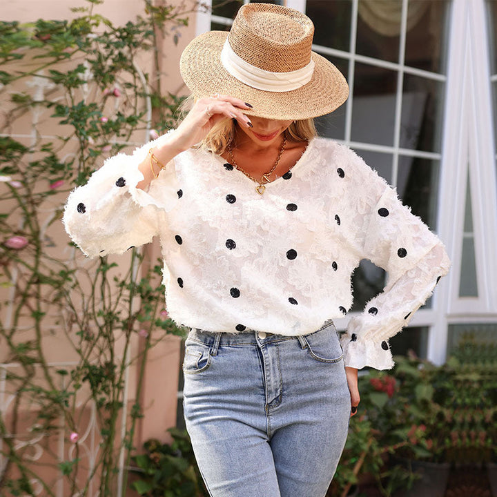 Damen Bluse mit dekorativen Rüschendetails und femininer Spitzenstruktur W&W Mode