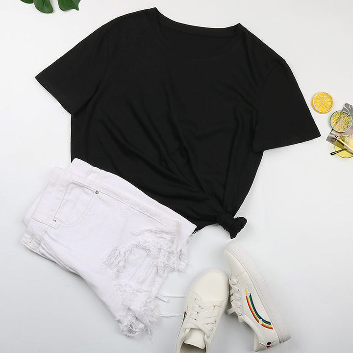 Damen Basic T-Shirt mit lässigem Schnitt und hochwertiger Baumwollqualität W&W Mode