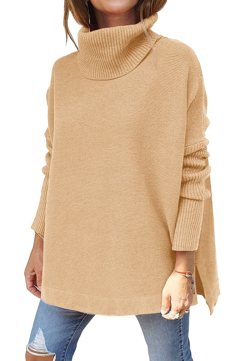 Damen Großer Rollkragenpullover mit strukturiertem Strickmuster und lässigem Schnitt W&W Mode