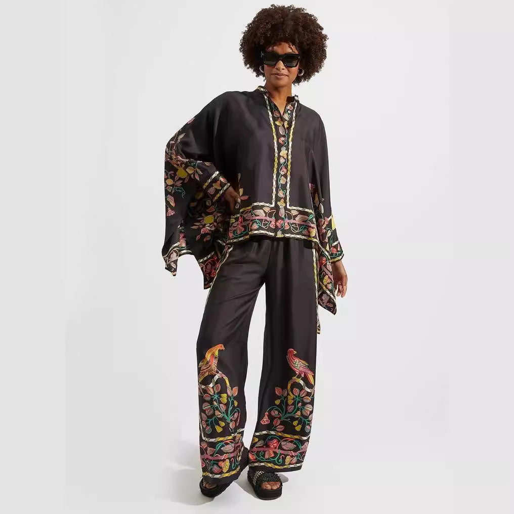 Damen Boho-Set mit Kimono-Oberteil und weit geschnittener Hose