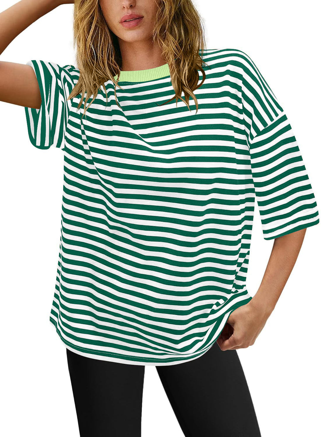 Damen Übergrößen T-Shirt mit Streifenmuster W&W Mode