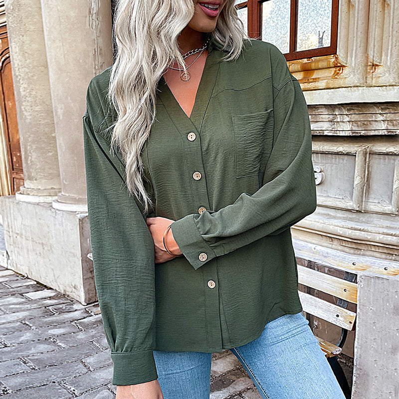 Damen Bluse mit lässigem Schnitt und dekorativen Knopfdetails W&W Mode