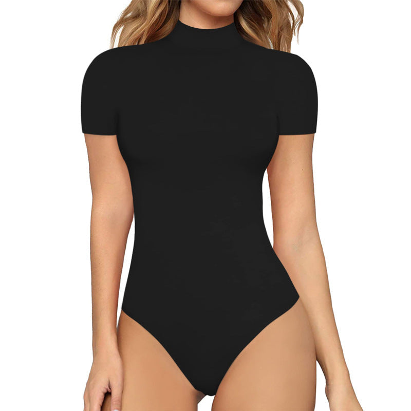 Damen Body mit hohem Kragen und Kurzarm W&W Mode