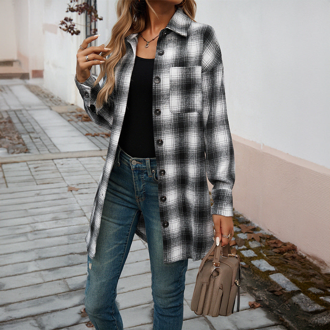 Damen Karierte Overshirt mit lässiger Passform und modernen Details W&W Mode