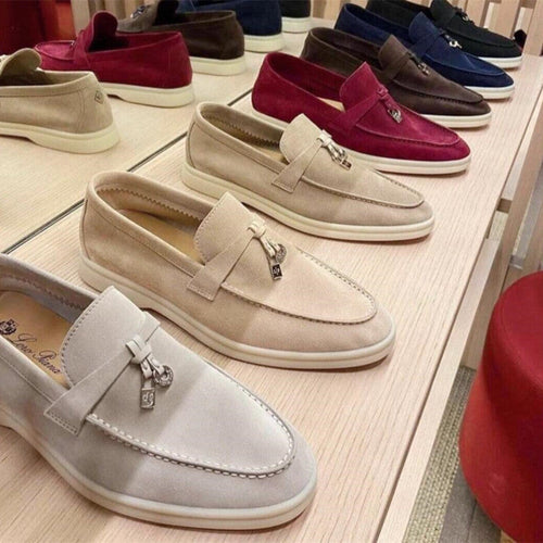 Damen Wildleder-Loafer mit dekorativen Tasseln