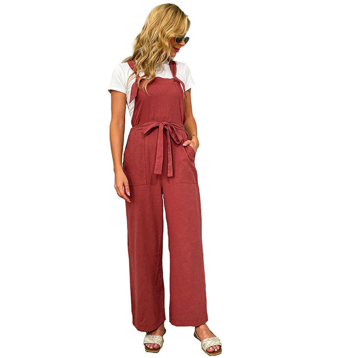 Damen Jumpsuit mit weitem Bein und elegantem Taillengürtel W&W Mode