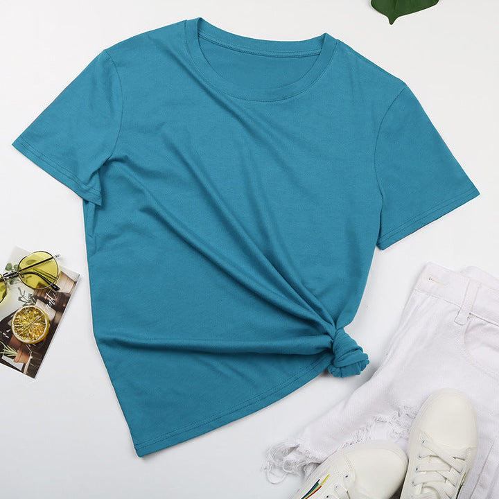 Damen Basic T-Shirt mit lässigem Schnitt und hochwertiger Baumwollqualität W&W Mode