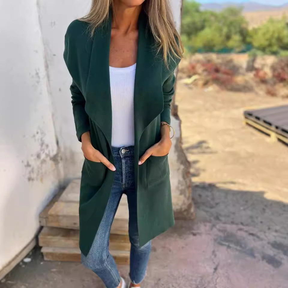 Damen lässige Longjacke mit modernem Schnitt und eleganten Details Drune
