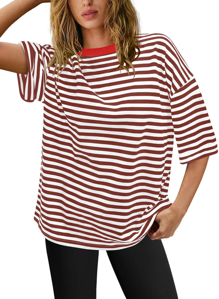 Damen Übergrößen T-Shirt mit Streifenmuster W&W Mode