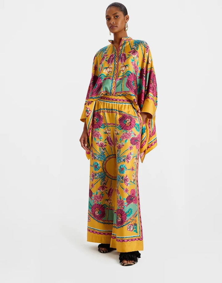 Damen Boho-Set mit Kimono-Oberteil und weit geschnittener Hose
