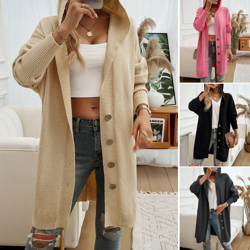 Damen Hoodie-Kardigan mit Knopfdetail und lässigem Schnitt W&W Mode