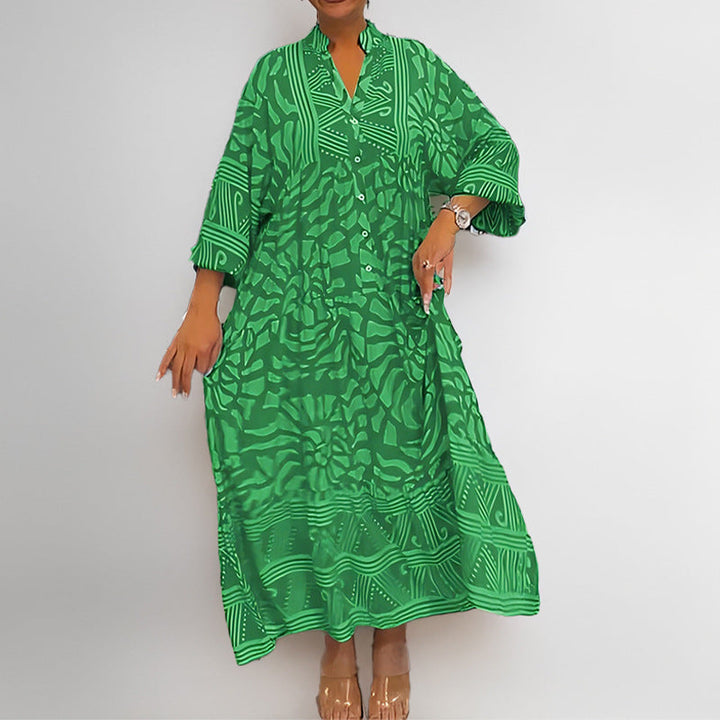 Damen Tunika-Kleid mit einzigartigem Grafikdruck und weiten Ärmeln W&W Mode