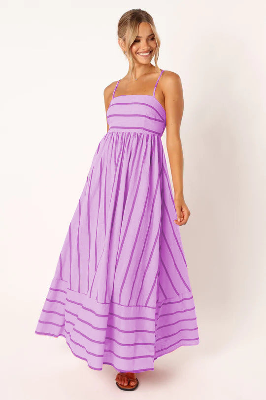Damen Maxikleid aus gestreiftem Baumwollstoff W&W Mode