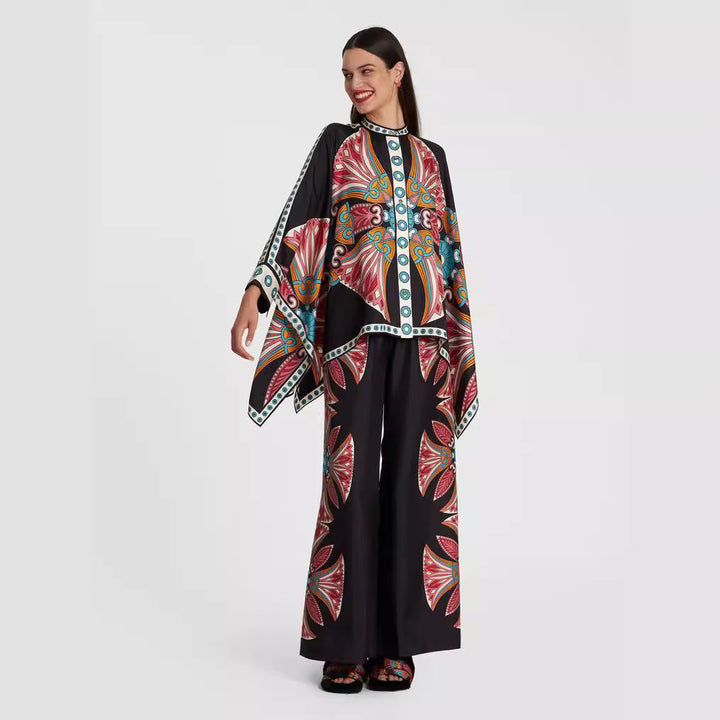 Damen Boho-Set mit Kimono-Oberteil und weit geschnittener Hose
