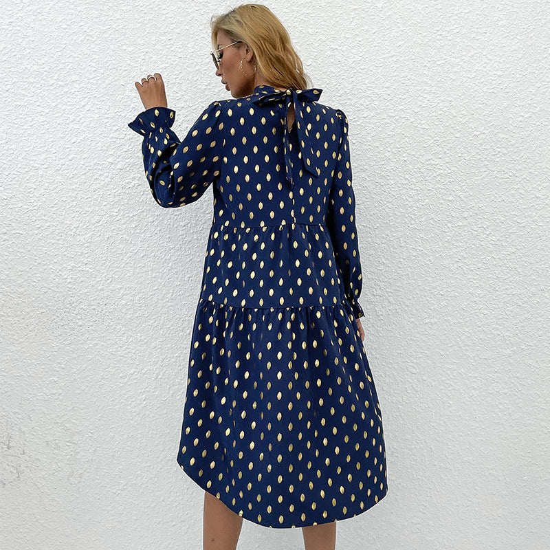 Damen Midikleid mit modernen Rüschendetails und elegantem Punktmuster W&W Mode