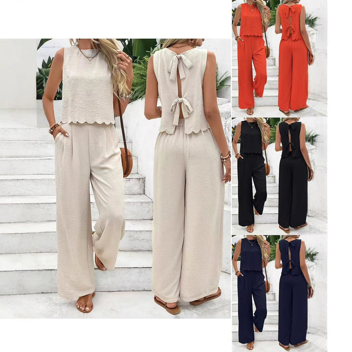 Damen lässiger Jumpsuit mit schickem Rückenausschnitt und weitem Bein Drune