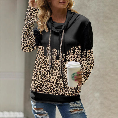 Damen Kapuzenpullover mit trendigem Animal-Print und lässigem Schnitt W&W Mode