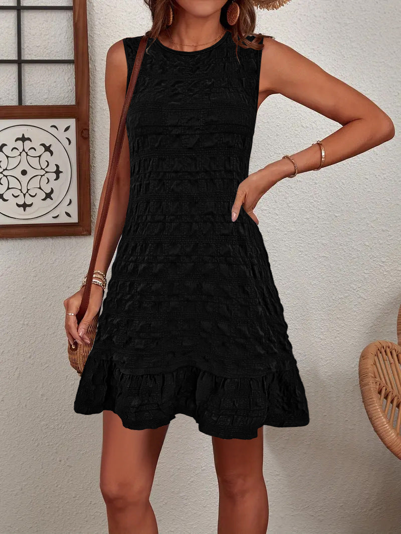 Damen ärmelloses Sommerkleid im strukturierten Design Drune