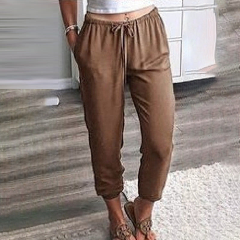 Damen Komfortable Freizeithose mit elastischem Bund und seitlichen Taschen W&W Mode