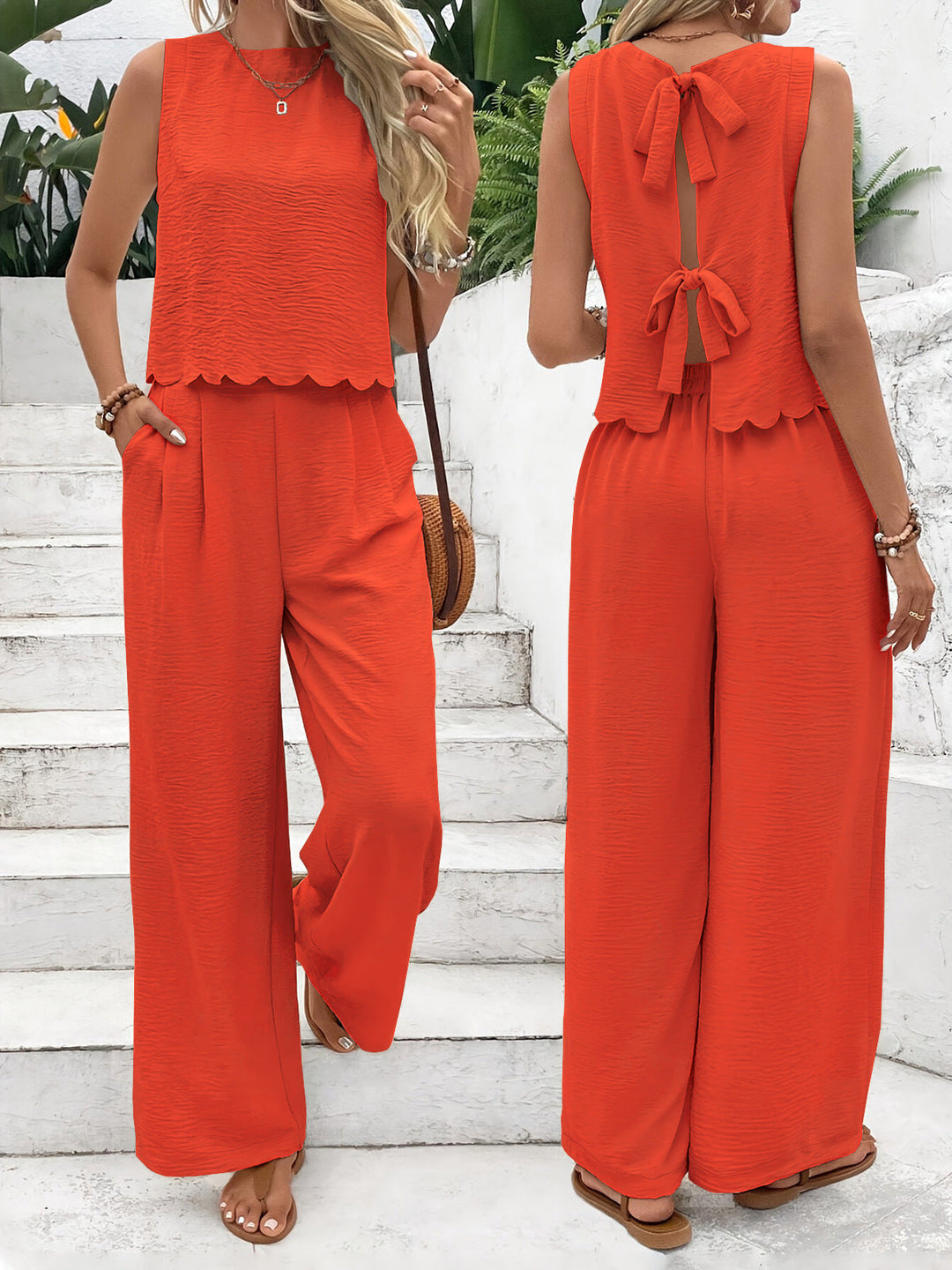 Damen lässiger Jumpsuit mit schickem Rückenausschnitt und weitem Bein Drune