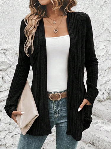 Damen Feinstrickjacke mit tiefem V-Ausschnitt und praktischen Taschen Drune