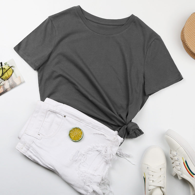 Damen Basic T-Shirt mit lässigem Schnitt und hochwertiger Baumwollqualität W&W Mode
