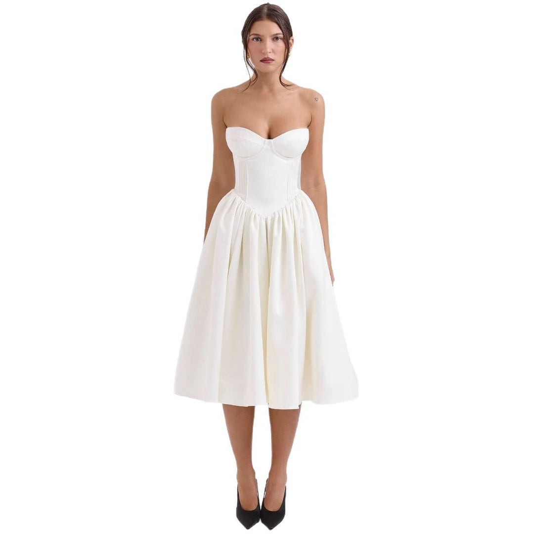 Damen Abendkleid mit strapless Design und voluminösem Rock W&W Mode