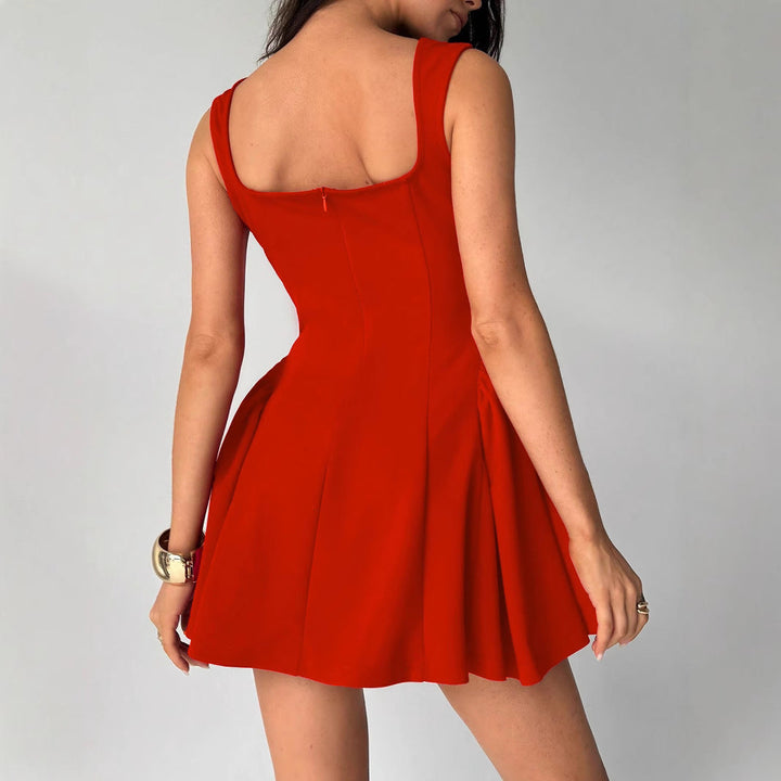 Damen A-Linien Kleid mit quadratischem Ausschnitt und schwingendem Rock W&W Mode