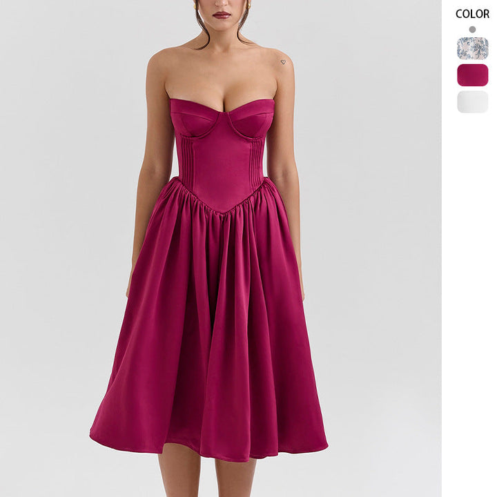 Damen Abendkleid mit strapless Design und voluminösem Rock W&W Mode