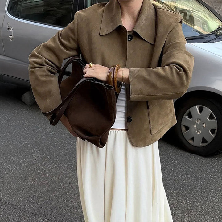 Damen Kurzjacke aus hochwertigem Wildlederimitat W&W Mode