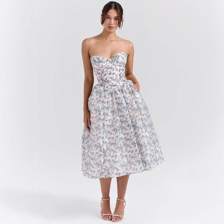 Damen Abendkleid mit strapless Design und voluminösem Rock W&W Mode