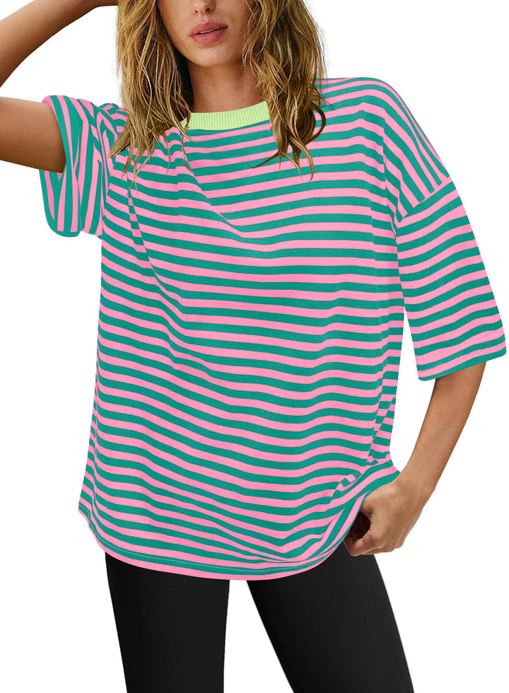 Damen Übergrößen T-Shirt mit Streifenmuster W&W Mode