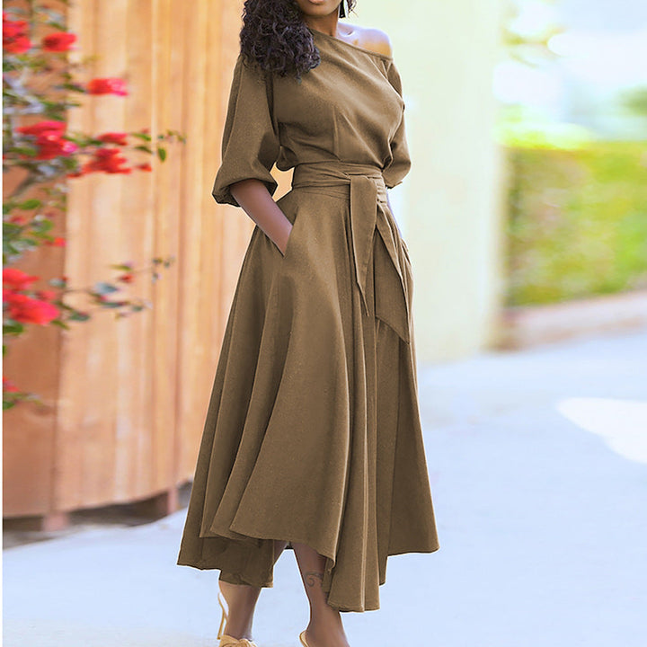 Damen Elegantes Wickelkleid mit asymmetrischem Schnitt und praktischen Taschen W&W Mode