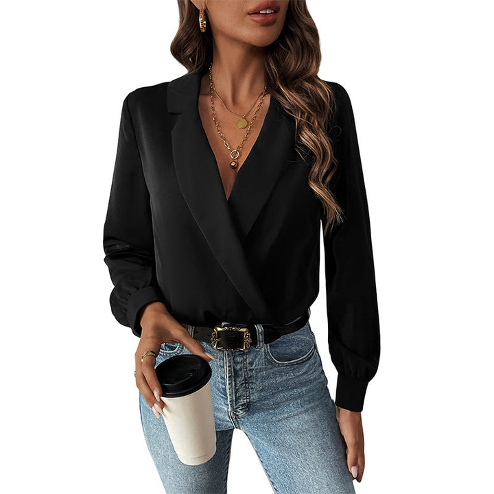 Damen Bluse im Body-Stil mit elegantem Wickeldesign W&W Mode